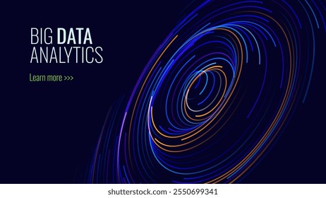 Cyber Big Data Flow Particles Tech Business ou ciência de fundo. Evento de apresentação de webinário on-line de pesquisa médica ou inovação tecnológica. Plano de fundo de ilustração vetorial de conferência ou fórum.