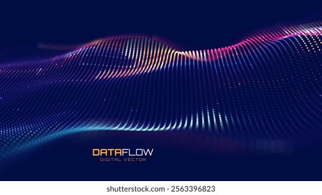 Cyber Big Data Flow Particles Bokeh. Digital Neural Network. Concept of AI Artificial Intelligence Technology Machine Deep Learning. Digital Communication. Science Technology Presentation Vector.