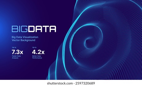 Cyber Big Data Flow Particles Tech Business or Science Background. Medical Research or Tech Innovation Online Webinar Presentation Event. Conference or Forum Vector Illustration Backdrop.