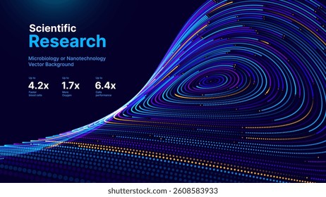 Cyber Big Data Flow Particles Tech Business or Science Background. Medical Research or Tech Innovation Online Webinar Presentation Event. Conference or Forum Vector Illustration Backdrop.