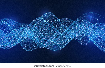 Cyber Big Data Flow Particles Bokeh. Digital Neural Network. Concept of AI Artificial Intelligence Technology Machine Deep Learning. Digital Communication. Science Technology Presentation Vector.