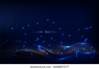 Cyber Big Data Flow Particles Bokeh. Digital Neural Network. Concept of Al Artificial Intelligence Technology Machine Deep Learning. Digital Communication. Science Technology Presentation Vector.