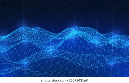 Cyber Big Data Flow Particles Bokeh. Digital Neural Network. Concept of AI Artificial Intelligence Technology Machine Deep Learning. Digital Communication. Science Technology Presentation Vector.