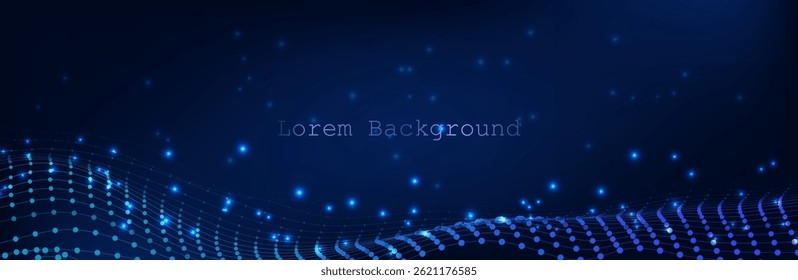 Cyber Big Data Flow Particles Bokeh. Digital Neural Network. Concept of Al Artificial Intelligence Technology Machine Deep Learning. Digital Communication. Science Technology Presentation Vector.