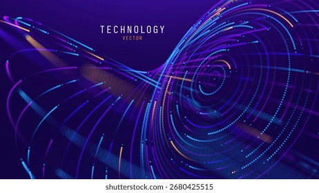 Partículas de fluxo de Big Data Cyber Bokeh. Rede Neural Digital. Conceito de Inteligência Artificial Inteligência Tecnologia Aprendizagem Profunda. Comunicação digital. Science Technology Presentation Vetor.
