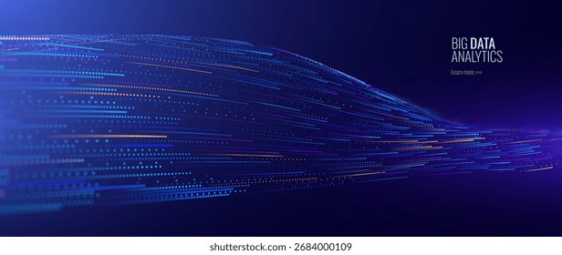 Partículas de fluxo de Big Data Cyber Bokeh. Rede Neural Digital. Conceito de Inteligência Artificial Inteligência Tecnologia Aprendizagem Profunda. Comunicação digital. Science Technology Presentation Vetor.