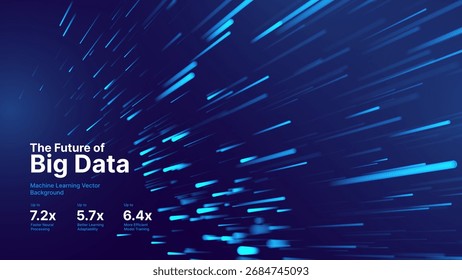 Partículas de fluxo de Big Data Cyber Bokeh. Rede Neural Digital. Conceito de Inteligência Artificial Inteligência Tecnologia Aprendizagem Profunda. Comunicação digital. Science Technology Presentation Vetor.