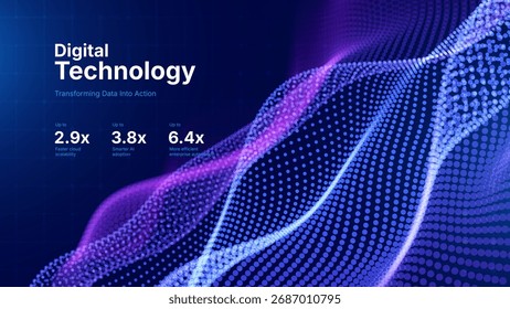 Partículas de fluxo de Big Data Cyber Bokeh. Rede Neural Digital. Conceito de Inteligência Artificial Inteligência Tecnologia Aprendizagem Profunda. Comunicação digital. Science Technology Presentation Vetor. 