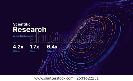 Cyber Big Data Flow Particles Tech Business or Science Background. Medical Research or Tech Innovation Online Webinar Presentation Event. Conference or Forum Vector Illustration Backdrop.