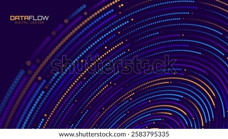 Cyber Big Data Flow Particles Tech Business or Science Background. Medical Research or Tech Innovation Online Webinar Presentation Event. Conference or Forum Vector Illustration Backdrop.