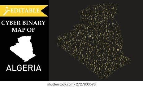 Cyber binary map of algeria showing digital data and technology concept