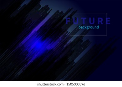 Cyber ​​future, blue abstract diagonal glitch, space, radiance of technology. Vector glitch