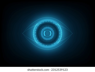 Cyber blue eye vector background. Innovative technology of future. Virtual reality scientific background