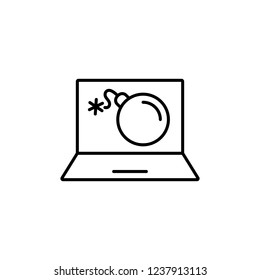 cyber bomb attack line black icon on white background