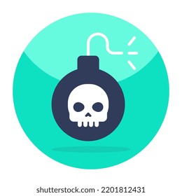Cyber bomb icon, editable flat icon