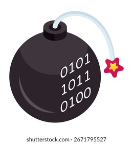 Icono de la bomba cibernética, icono isométrico editable