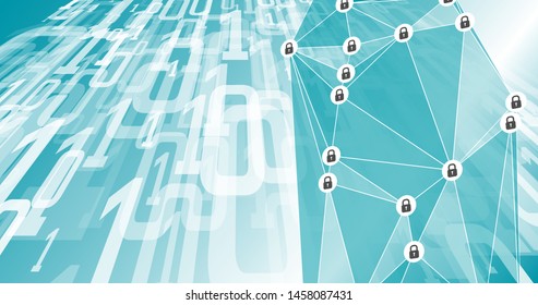Cyber bots, computer code abstract background