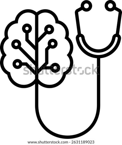 Cyber Brain and Stethoscope Icon