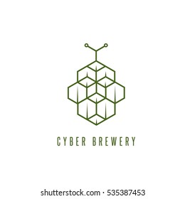 cyber brewery vector concept with abstract hop