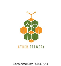 cyber brewery vector concept with abstract hop