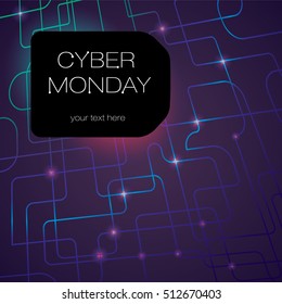 Cyber bright background, stylized board with semiconductors and light points.