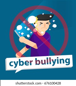 Cyber Bullying Boy Background Graphic Vector Illustrations