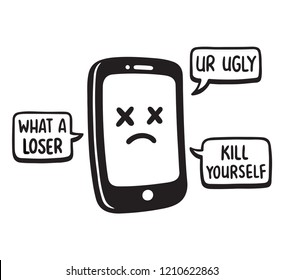 Cyber Bullying Concept Vector Illustration Smartphone Stock Vector ...