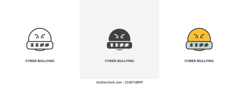 cyber bullying icon. Line, solid and filled outline colorful version, outline and filled vector sign. Idea Symbol, logo illustration. Vector graphics