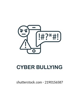 Cyber Bullying icon. Monochrome simple line Harassment icon for templates, web design and infographics