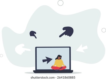 Cyber bullying, internet abuse or online troll, social media problem with hater comments concept. character life .