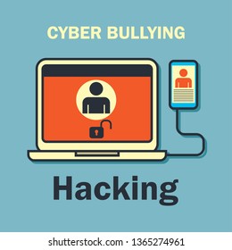 cyber bullying on internet for cyber bullying concept. vector illustration
