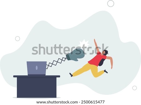 Cyber bullying, online harassment using social media to threatened people, violent using electronic means concept.flat design with people.