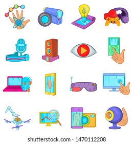 Cyber business icons set. Cartoon set of 16 cyber business vector icons for web isolated on white background
