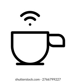 Cyber Cafe Wireless Network Cup Outline