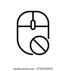 Cyber Censorship Icon. Computer Mouse with Prohibition Sign Vector.