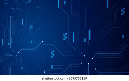 Vector de Tablero de circuito cibernético — Diseño de PCB de Tecnología azul futurista