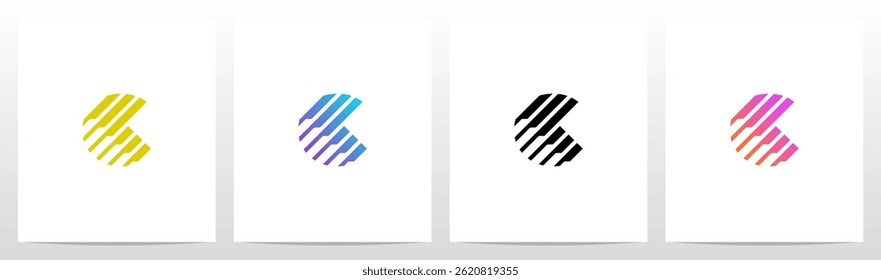 Cyber Circuit Diagonal Lines Letter Initial Logo Design C