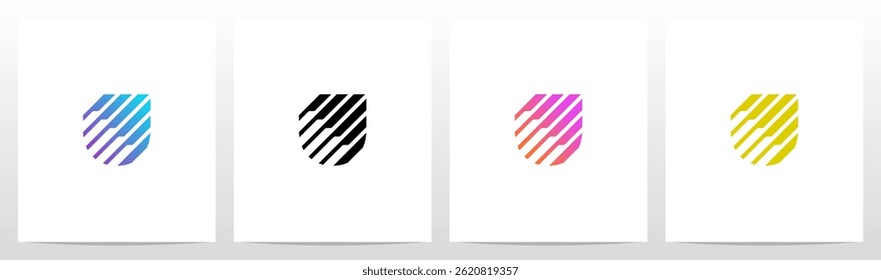 Cyber Circuit Diagonal Lines Letter Initial Logo Design U