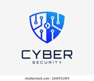 Cyber Circuit Technology Digital Chip Network System Shield Security Protection Vector Logo Design