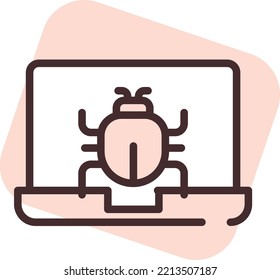 Cyber cloud virus, illustration, vector on white background.