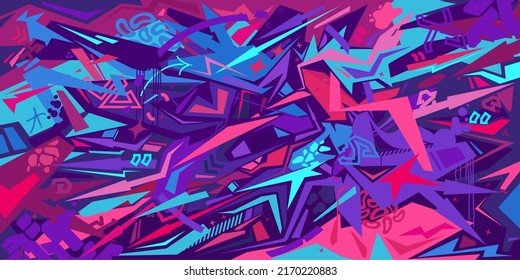 Cyber Colorful Abstract Urban Street Art Graffiti Style Vector Illustration Template Background