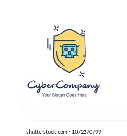 Cyber Company Sheild Logo With White Background And Typography