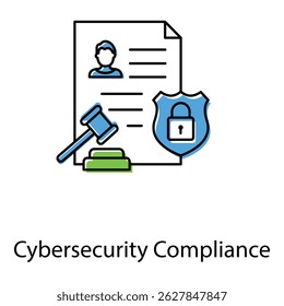 Icono De Cumplimiento Cibernético Que Muestra La Regulación De Datos, El Control De Privacidad Y Las Políticas De Seguridad