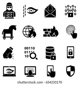 Cyber and computer security icon set