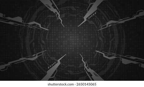 Cyber ​​image with concentrated lines on a black background illustration_16:9