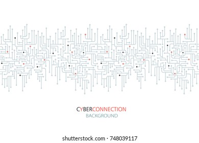   Fondo del circuito electrónico de conexión cibernética.  Spu. Ilustración vectorial de diseño de líneas de circuito