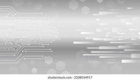 Cyber connection on the grey background. Hi-tech communication design. Electronic vector illustration. Abstract modern digital science technology futuristic circuit board.