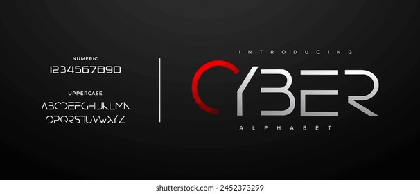 Cyber creative simple modern urban alphabet font. Digital abstract futuristic, logo, music, sport, minimal technology typography. Simple numeric vector illustration