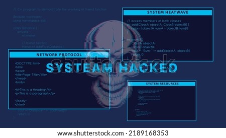 Cyber Crime Attack system Hacking Device infected with the virus on computer screen design vector illustration.