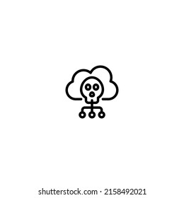 Cyber crime cloud computing skull Outline Icon, Logo, and illustration Vector